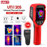 UNI-T UTi120S Infrared Thermal Imager, -20℃~400℃, 120x90 IR Resolution, LED/Laser/Alarm, IP54, 3.7V 2600mAh Battery, PC Software for Industrial & HVAC
